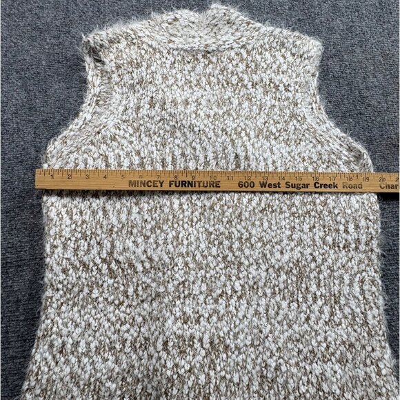 Marleylilly Vest Womens XS-M Ivory Brown Heather Soft Open Front Hippie Boho - Picture 9 of 11